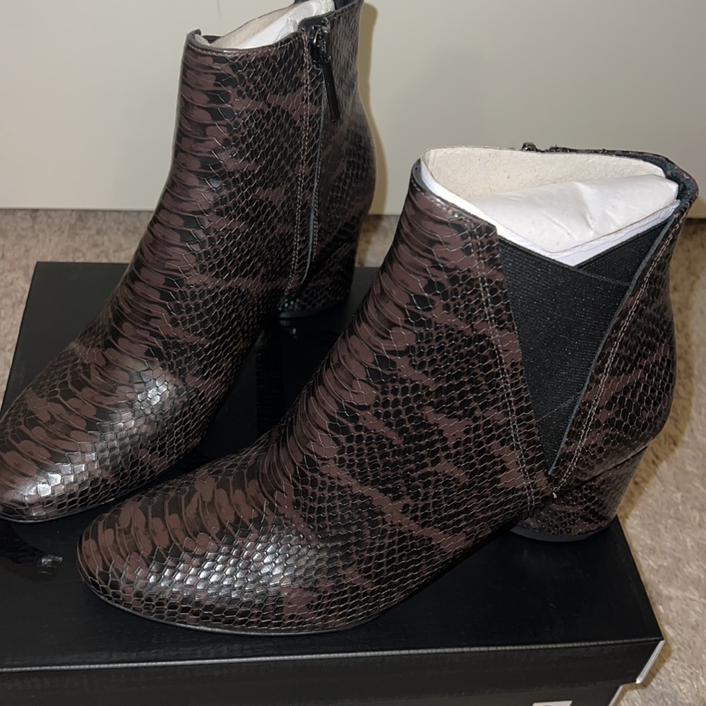 Nib Chocolate Snake-Print Boots - image 1